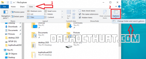 cách mở file ẩn trên Windows 10 bằng File Exlporer