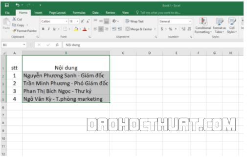 Cách tách cột đơn giản trong Excel
