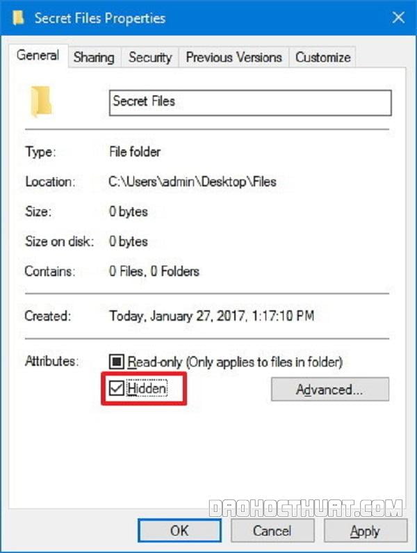 tìm hiểu cách ẩn các file trên máy tính Windows 10