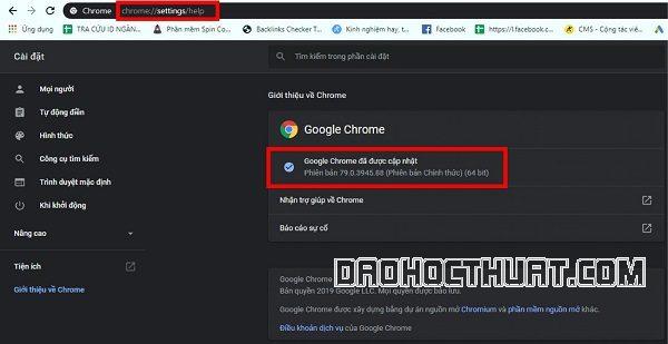 Cập nhật phiên bản Chrome mới nhất