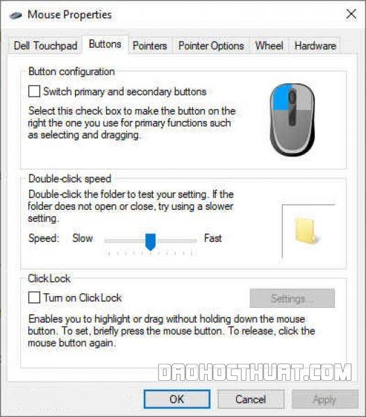 Cách thay đổi thiết lập chuột trong Windows