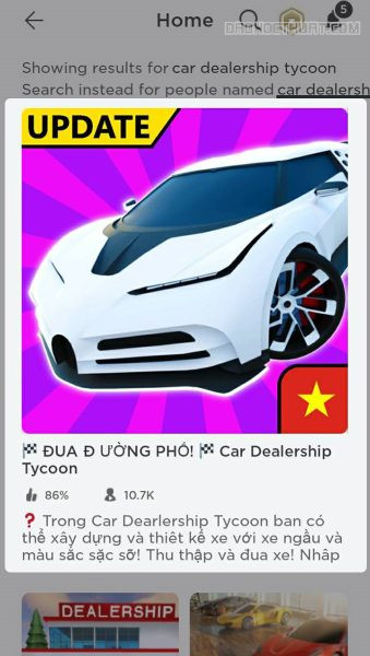 Chọn Car Dealership Tycoon. 