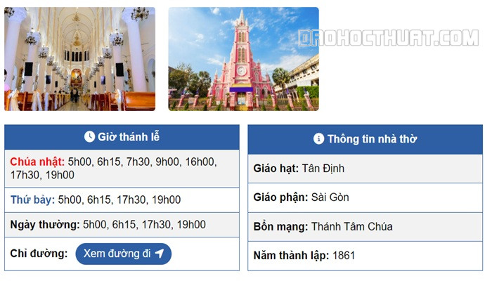 Tra cứu lịch đi lễ nhà thờ Tân Định cùng Giờ Lễ Nhà Thờ